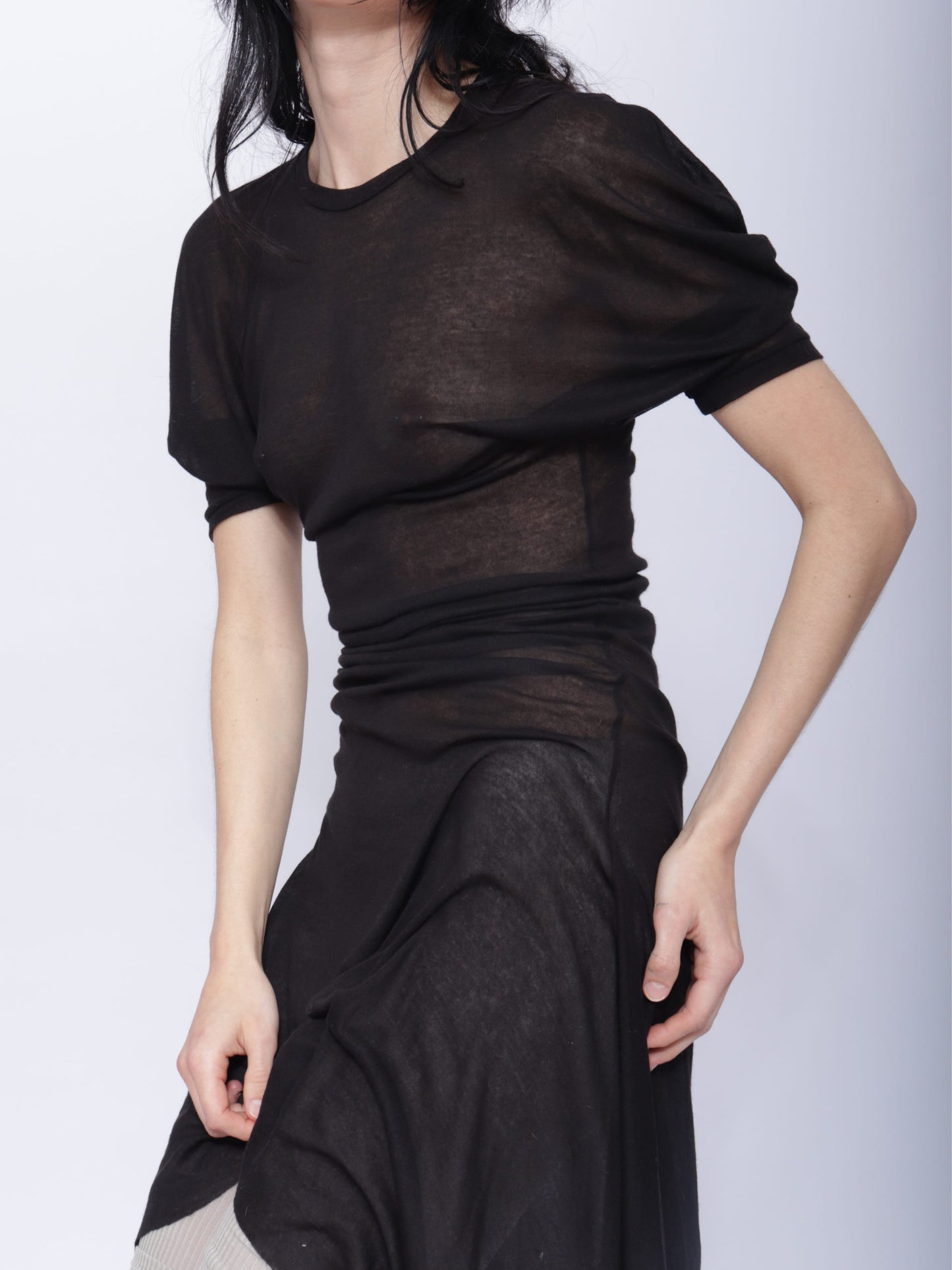 Dora Draped T-shirt Dress: Black