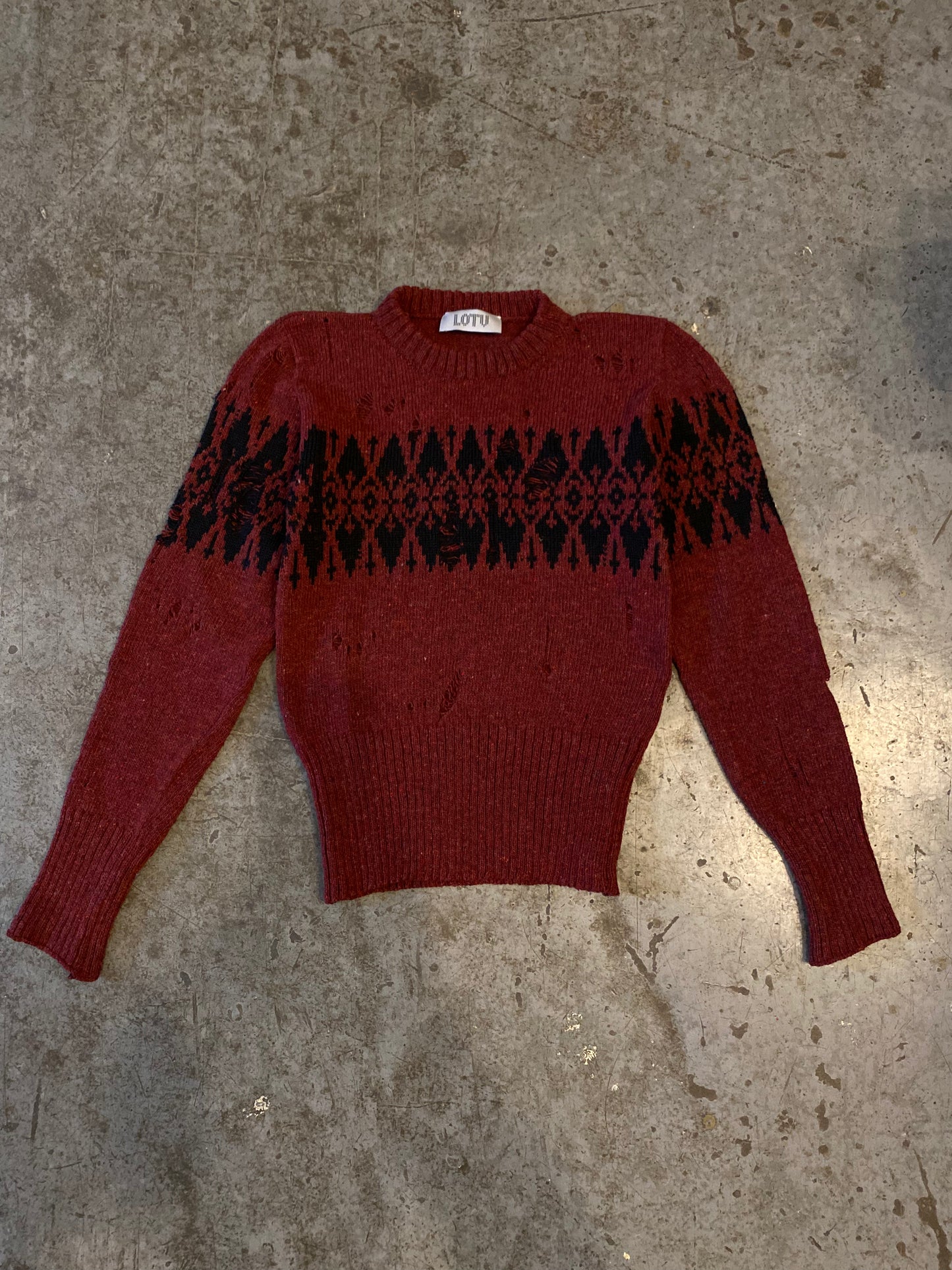 Distressed Fairisle jumper-Lilies of the Valley-APOC STORE