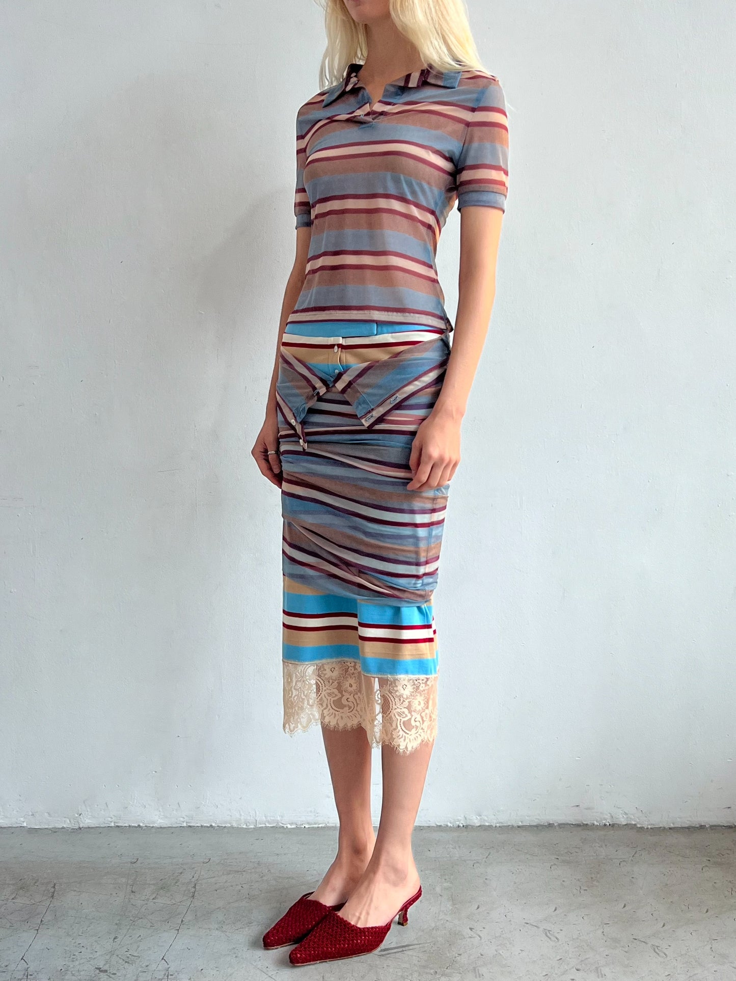 Striped Mesh Skirt-Nastyamasha-APOC STORE