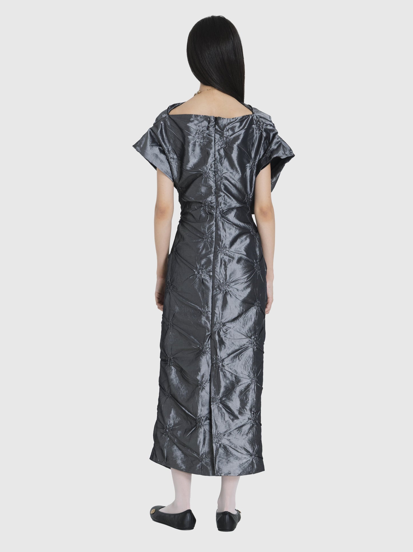 Dress Draped Grey-Nensi Avetisian-APOC STORE