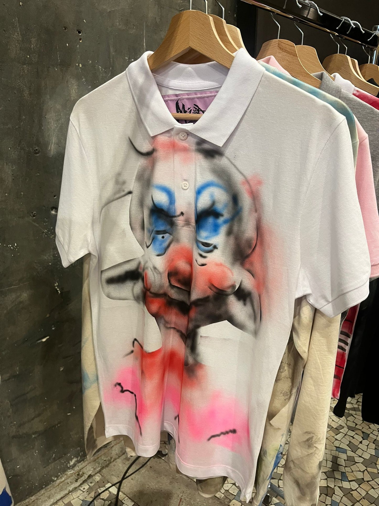 Sketch of a clown white school polo-Mia Violet-APOC STORE