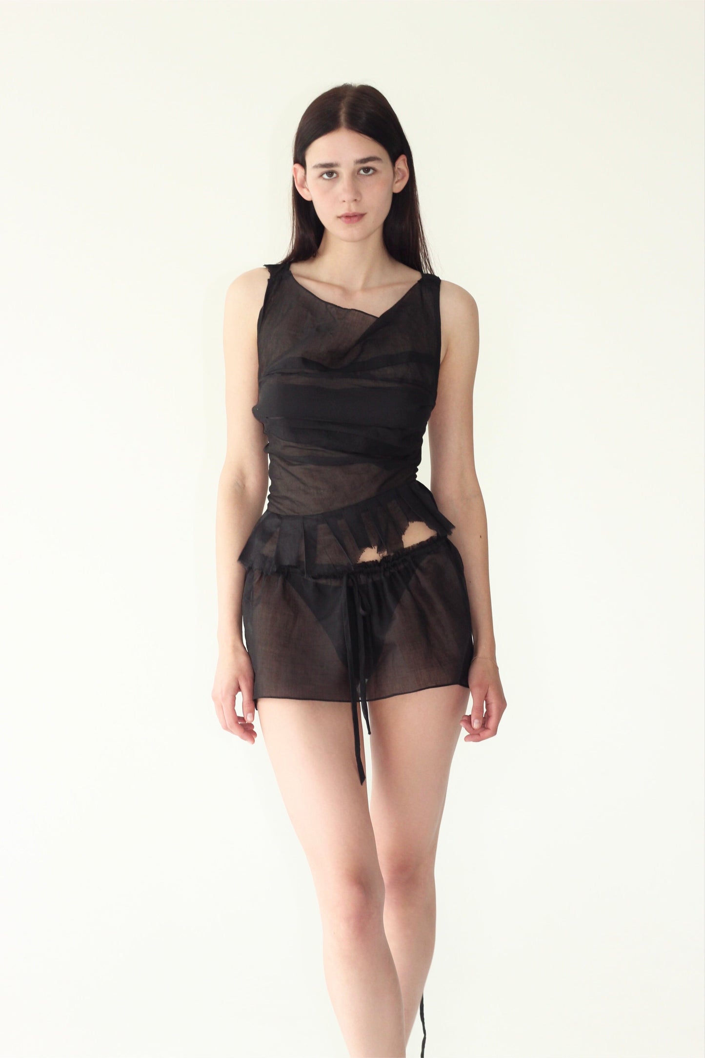 mini-skirt Petal in black color-V4K-APOC STORE