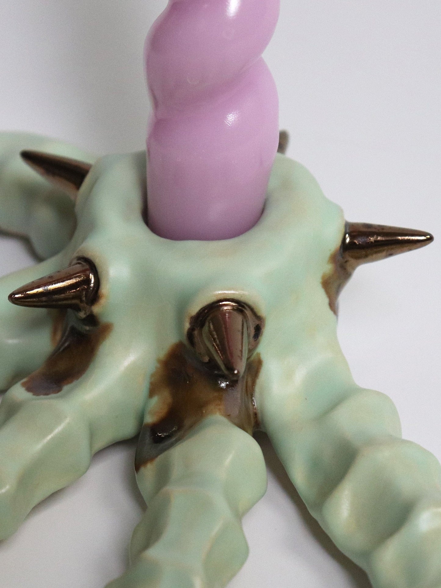 Mint green Paw Candlestick with Spikes-Naomi Gilon-APOC STORE