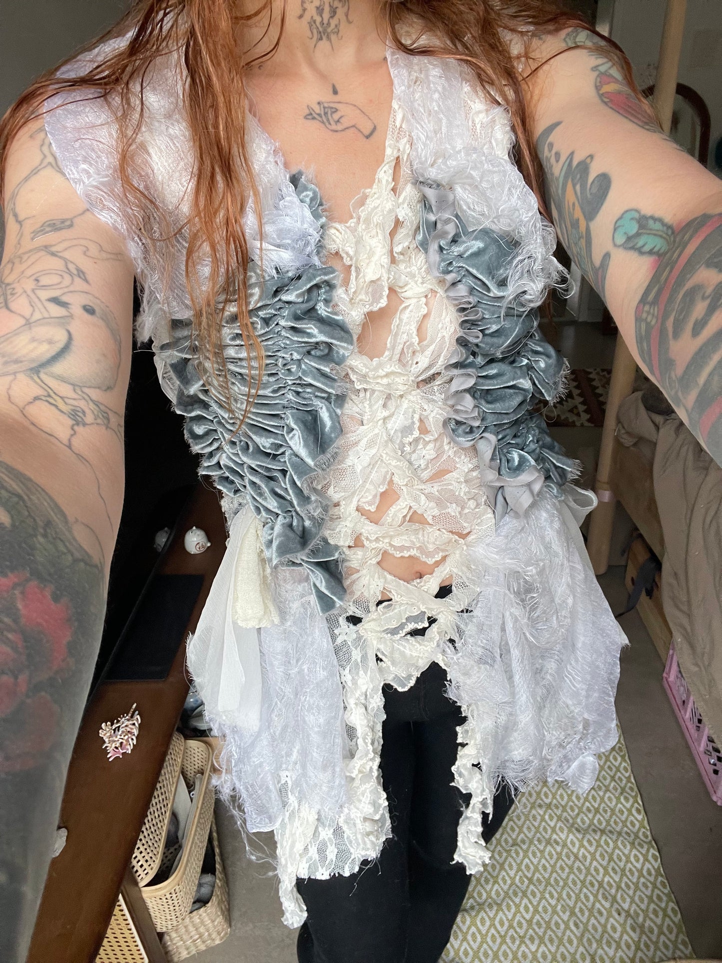 enyon gathered silk dress-Snake Divine-APOC STORE