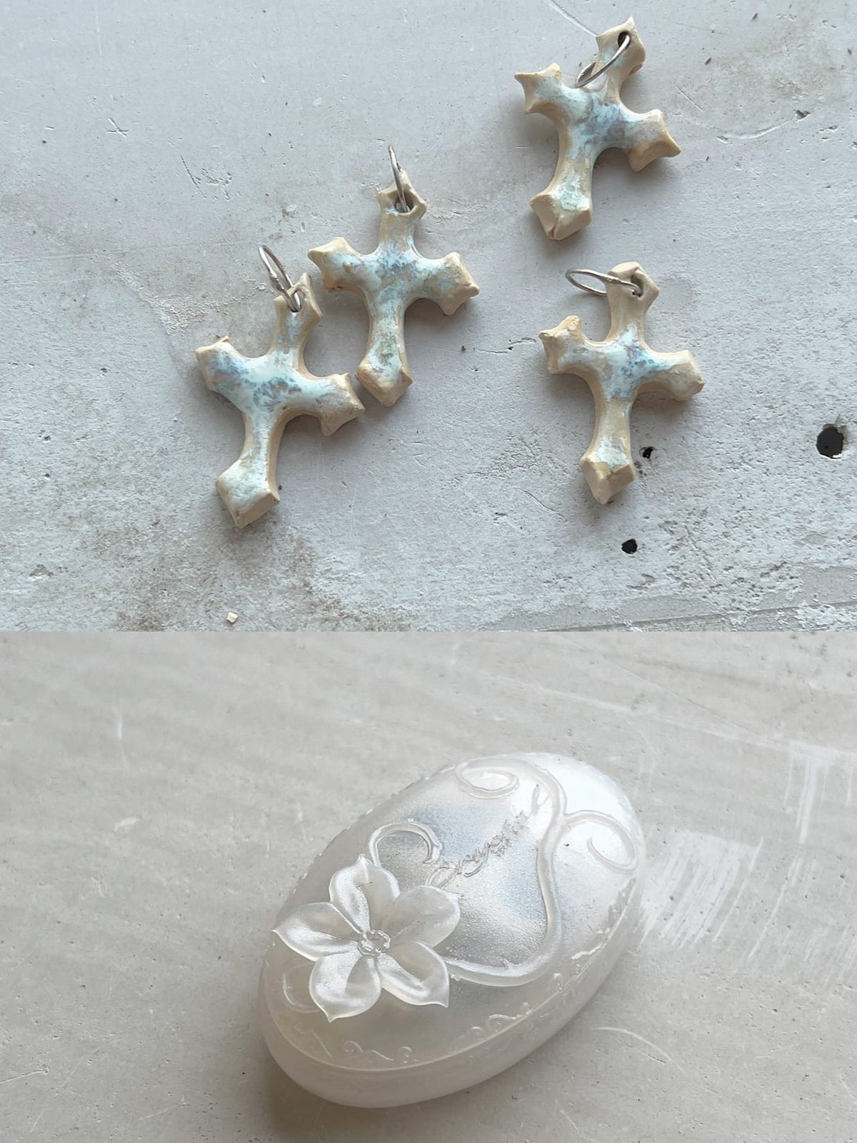 Ceramic Pendant Cross-Crystal.toybox-APOC STORE