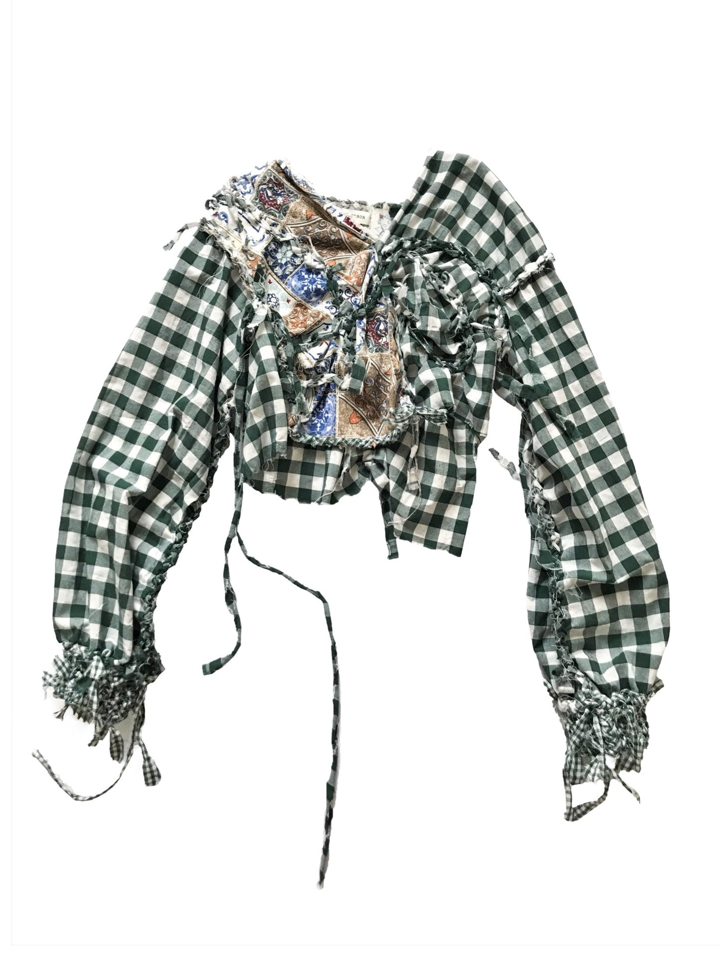 Check Blouse - Green-Polyhedron-APOC STORE