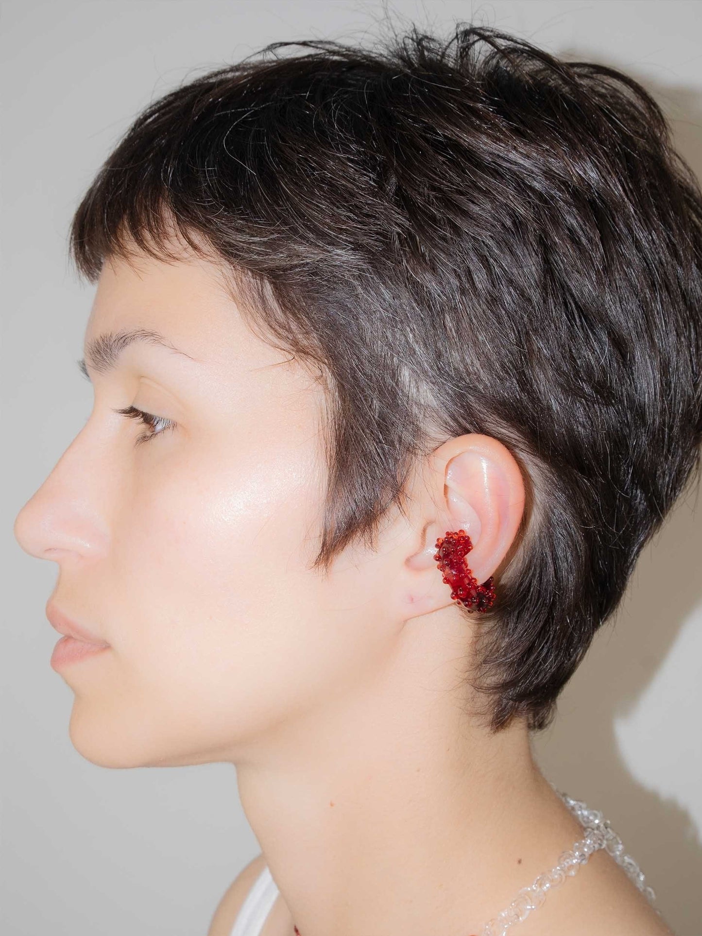 Dotted Ear Cuff Red-Clara Schweers-APOC STORE