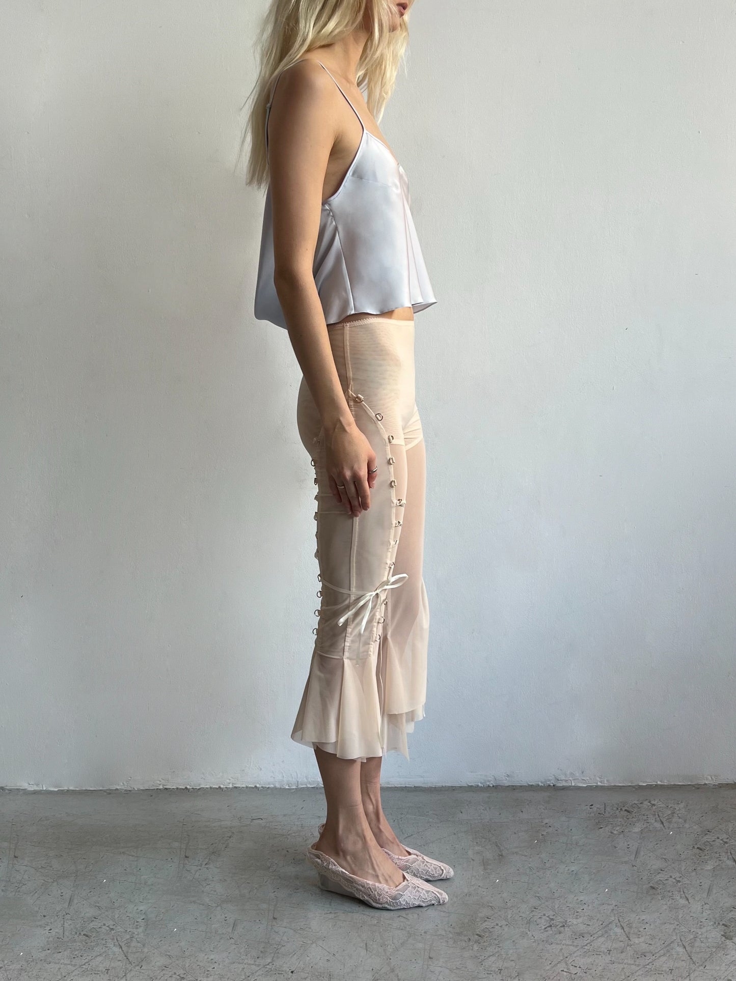 Mesh capri with lacing on the sides-Nastyamasha-APOC STORE