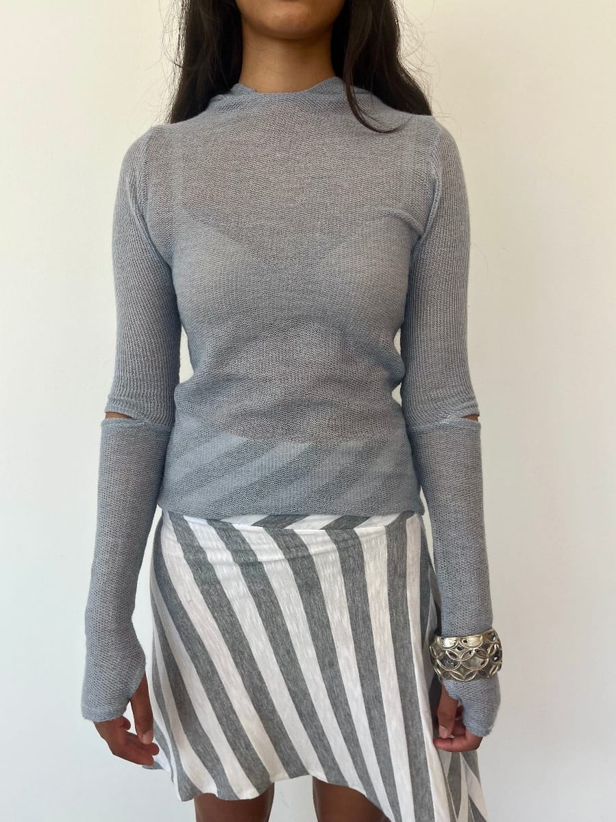 Blue Knit Hoodie-Melissa Tida-APOC STORE