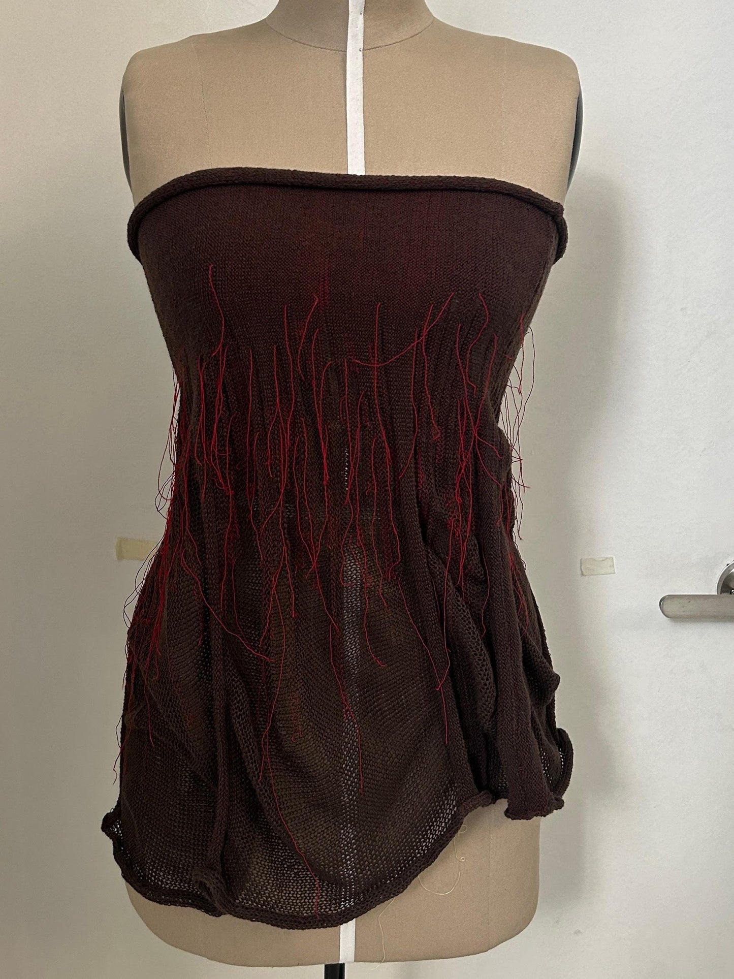 Organic Tube Top Brown/Red-Krystal Paniagua-APOC STORE