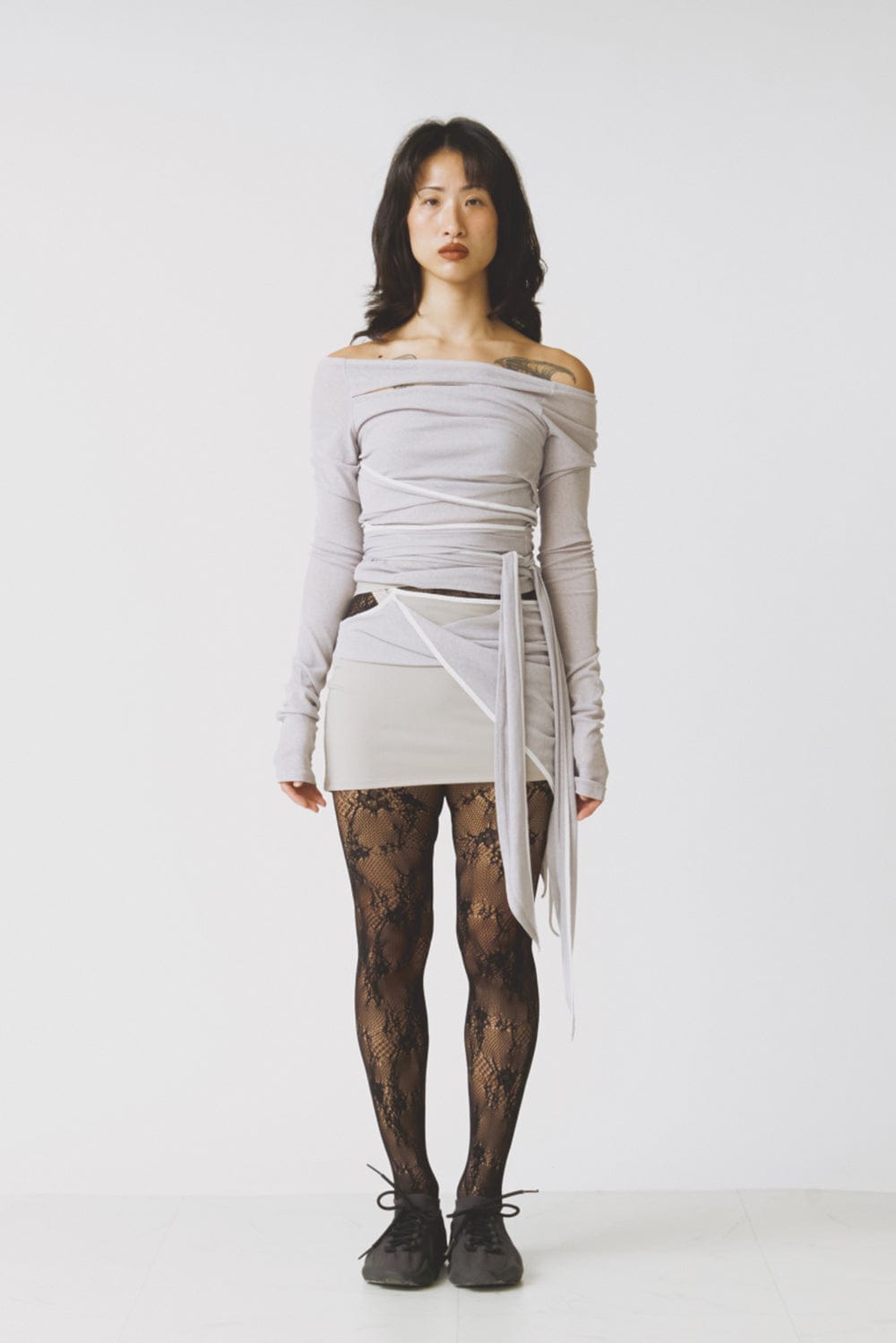 TWIST WRAP SKIRT GREY-Lalameemee-APOC STORE