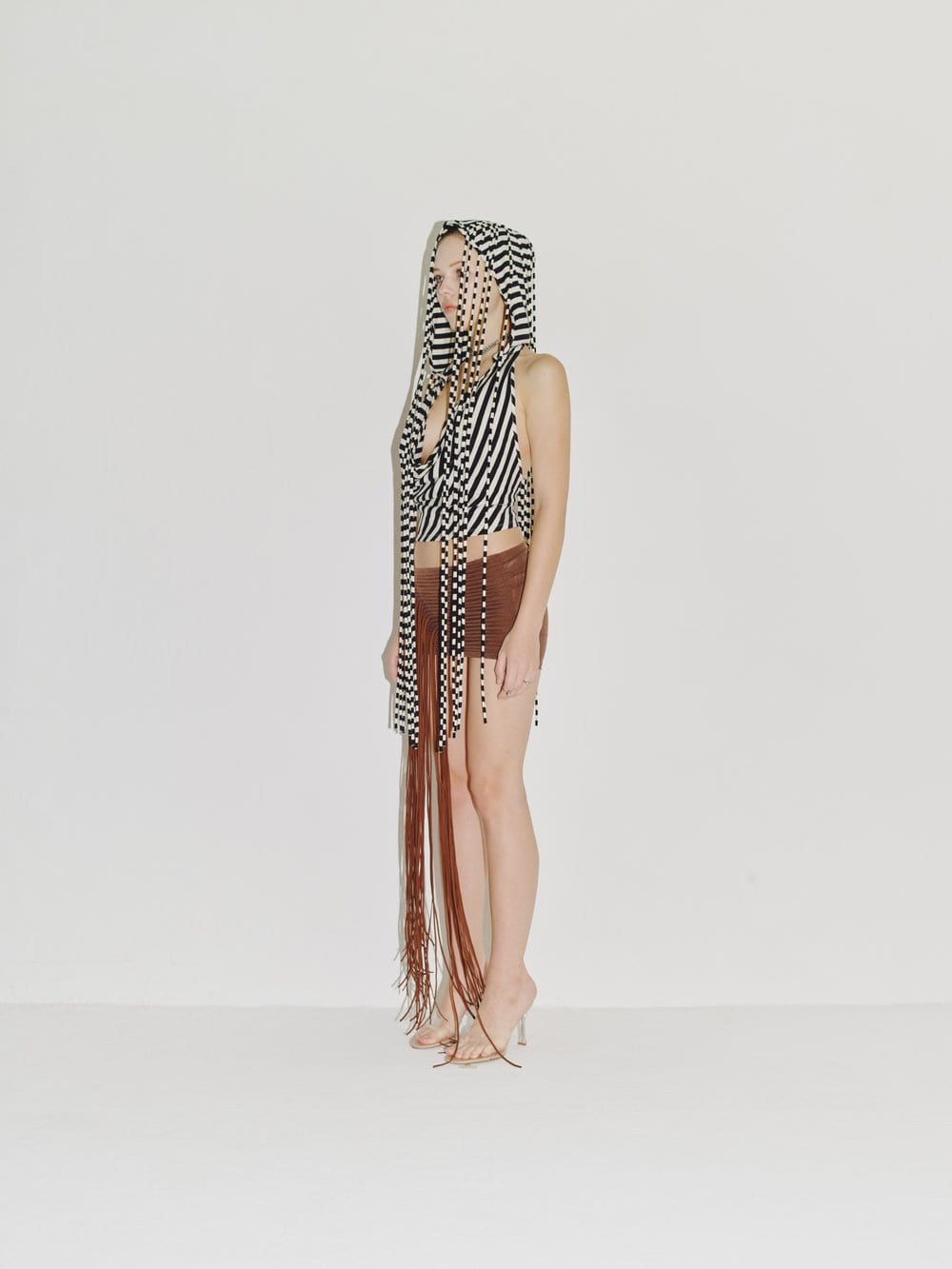 PARACHUTE HOOD HALTER BLACK/WHITE-Nibgnus-APOC STORE