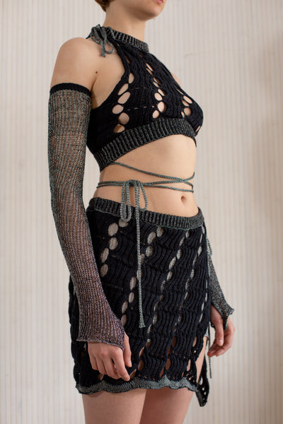 Ladder Mesh Top / with metallic chain ties Black – APOC STORE