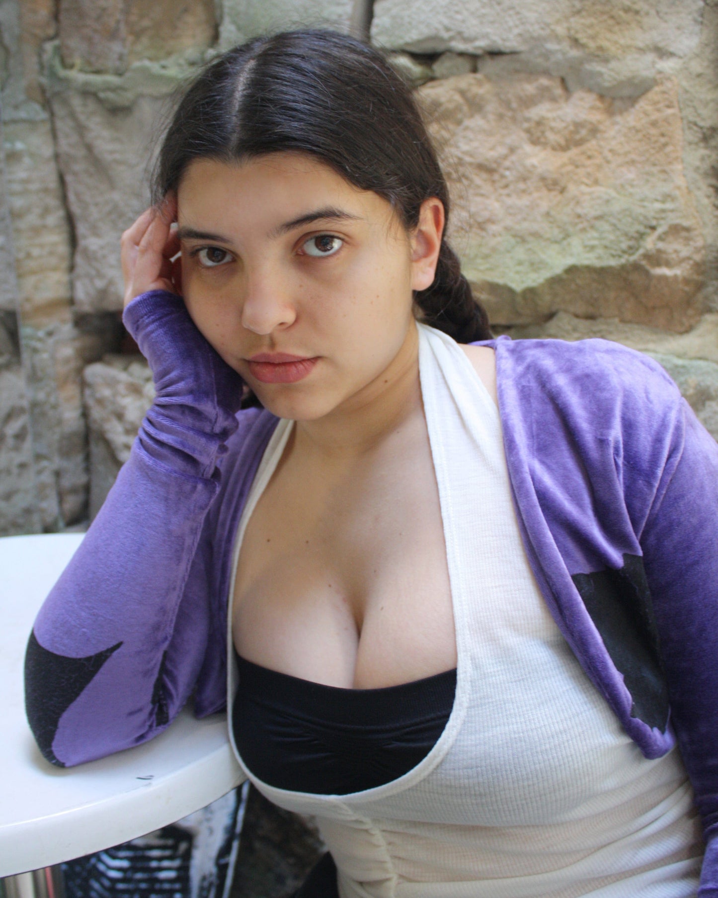 Yummy mummy bolero in grape-NIAMH GALEA-APOC STORE