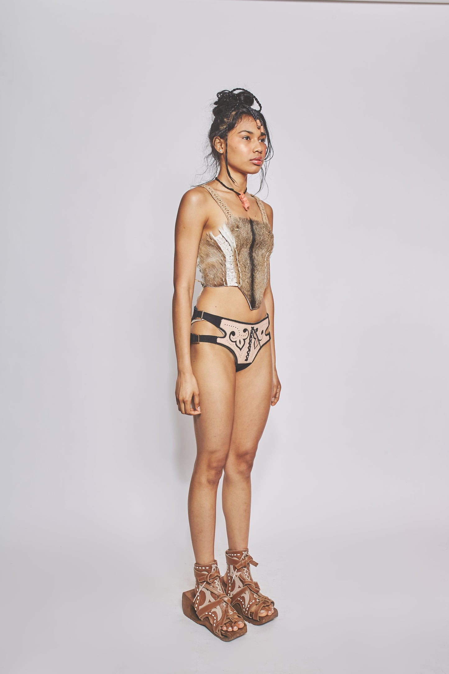 Goat Hide Corset Grey-VEREDAS-APOC STORE