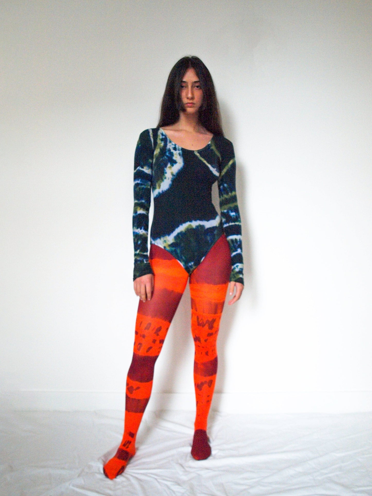 Hand Dyed Bodysuit Black Multicolour-Celia Calderón Asensio-APOC STORE