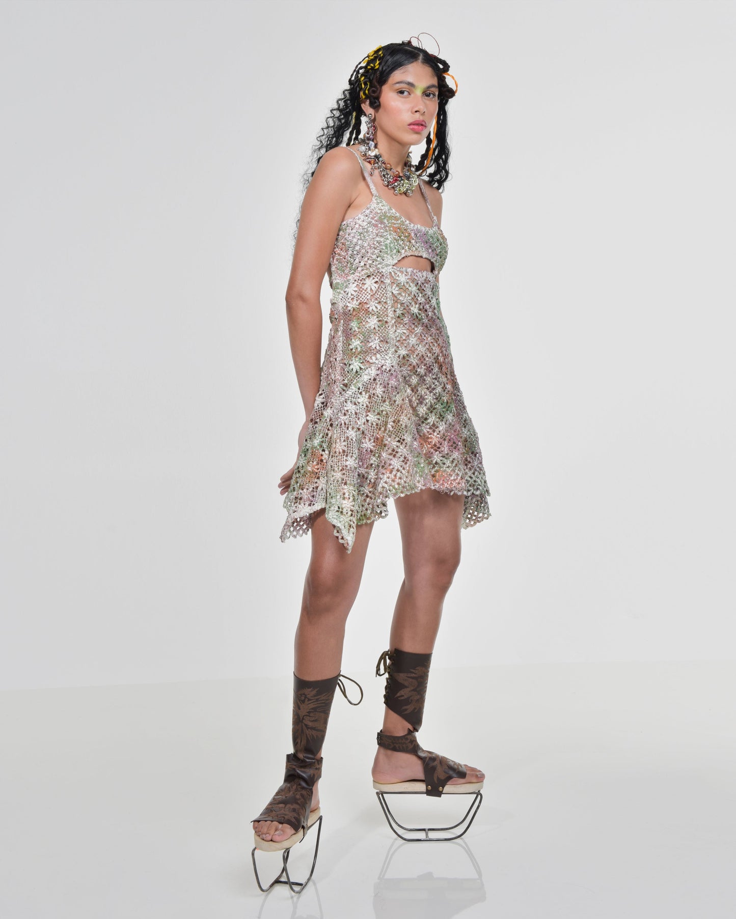 Multicolour Paextia Latex Lace Dress-VEREDAS-APOC STORE