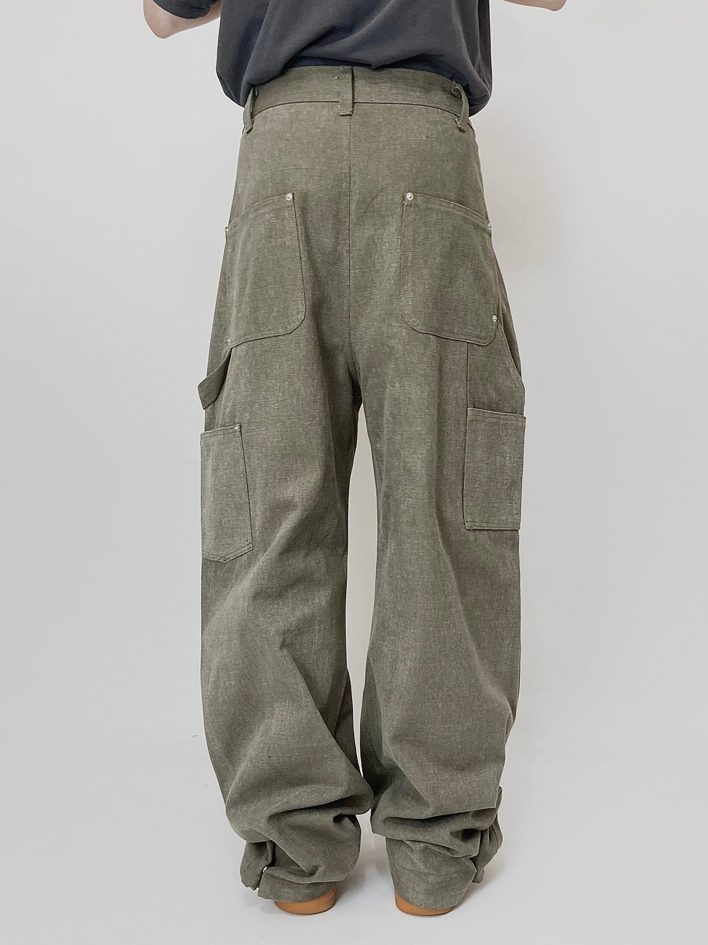 Khaki Adjustable Pants-EGNARTS-APOC STORE