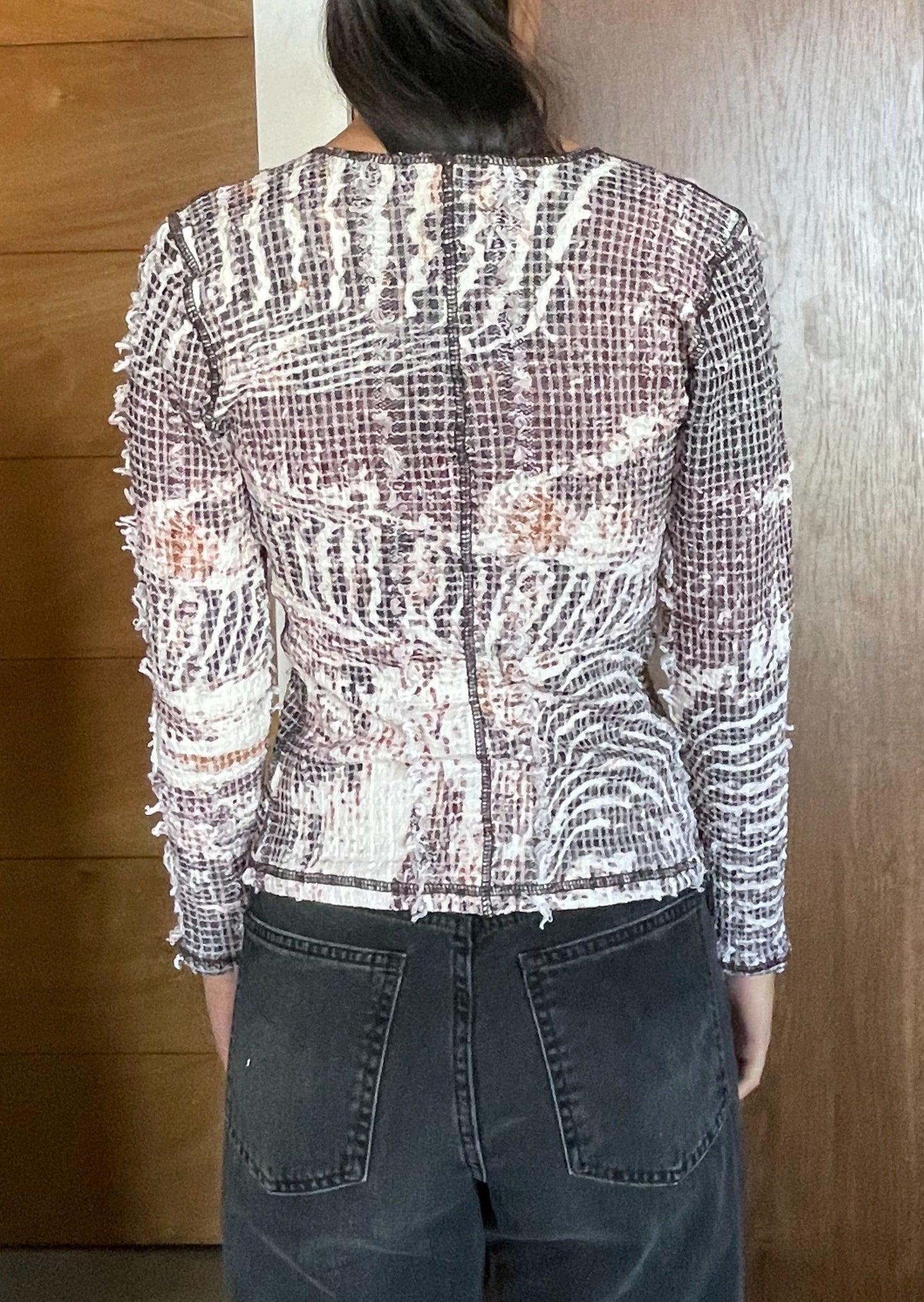 Topographic Stretch Weave Cardigan-Luna Del Pinal-APOC STORE