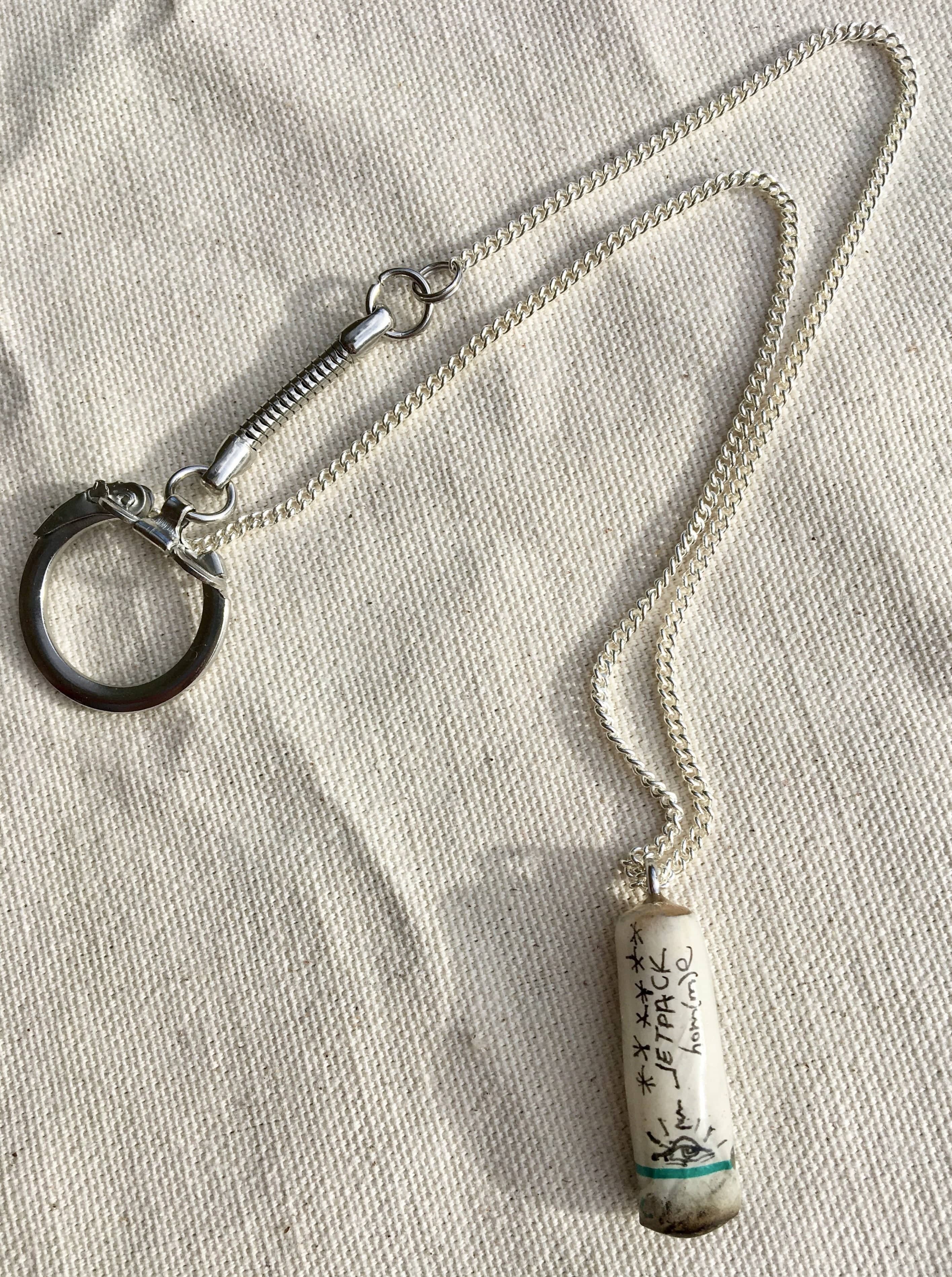 cigarette butt necklace Bungee Space by 3standardstoppage (Pictured with 2.5mm Box Chain in Oxidized finish.) FOUND OBJECT Series: Cigarette BUTT
