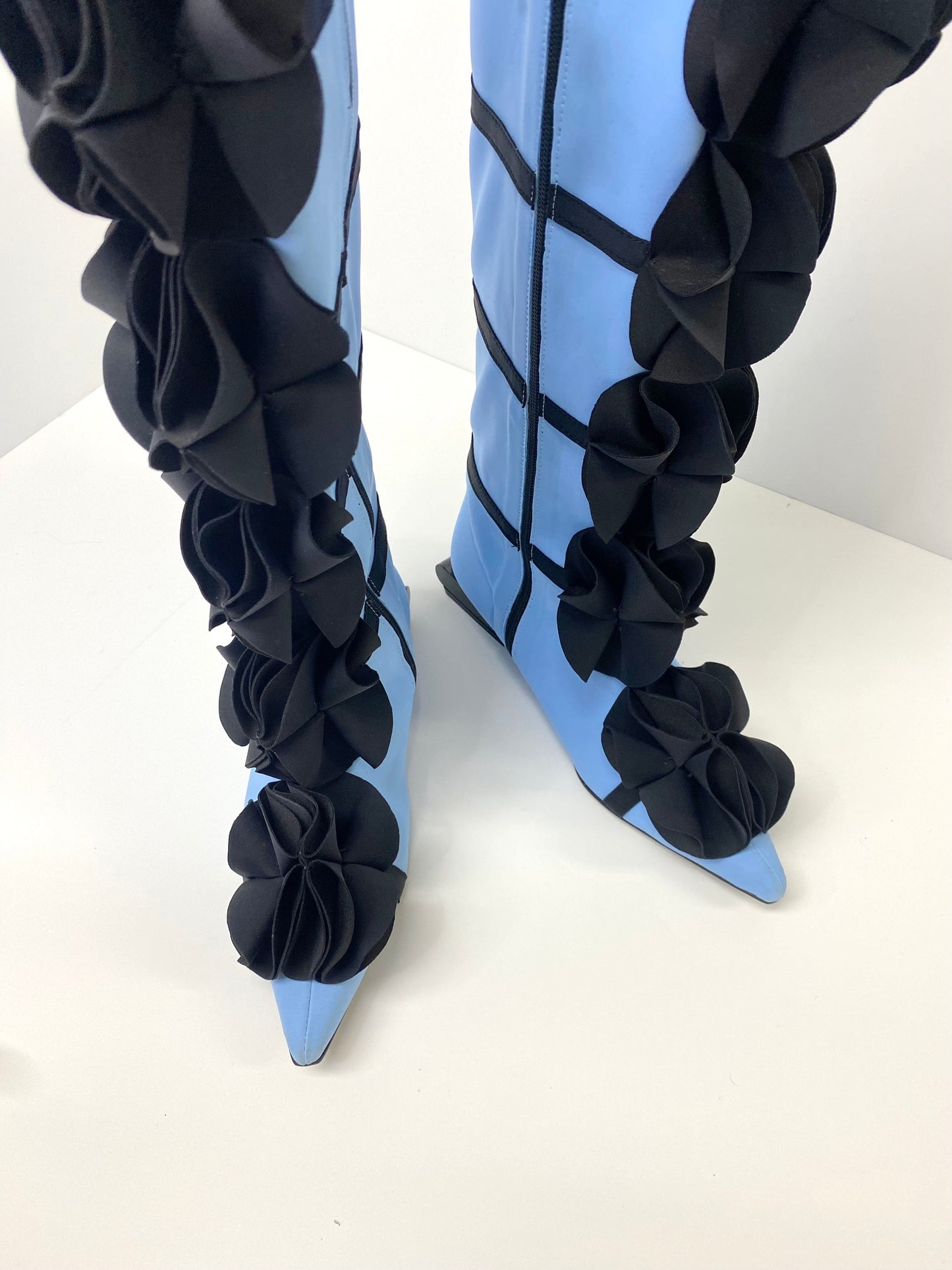 Powder Blue Guko Knee High Neoprene Boots-Sun Woo-APOC STORE