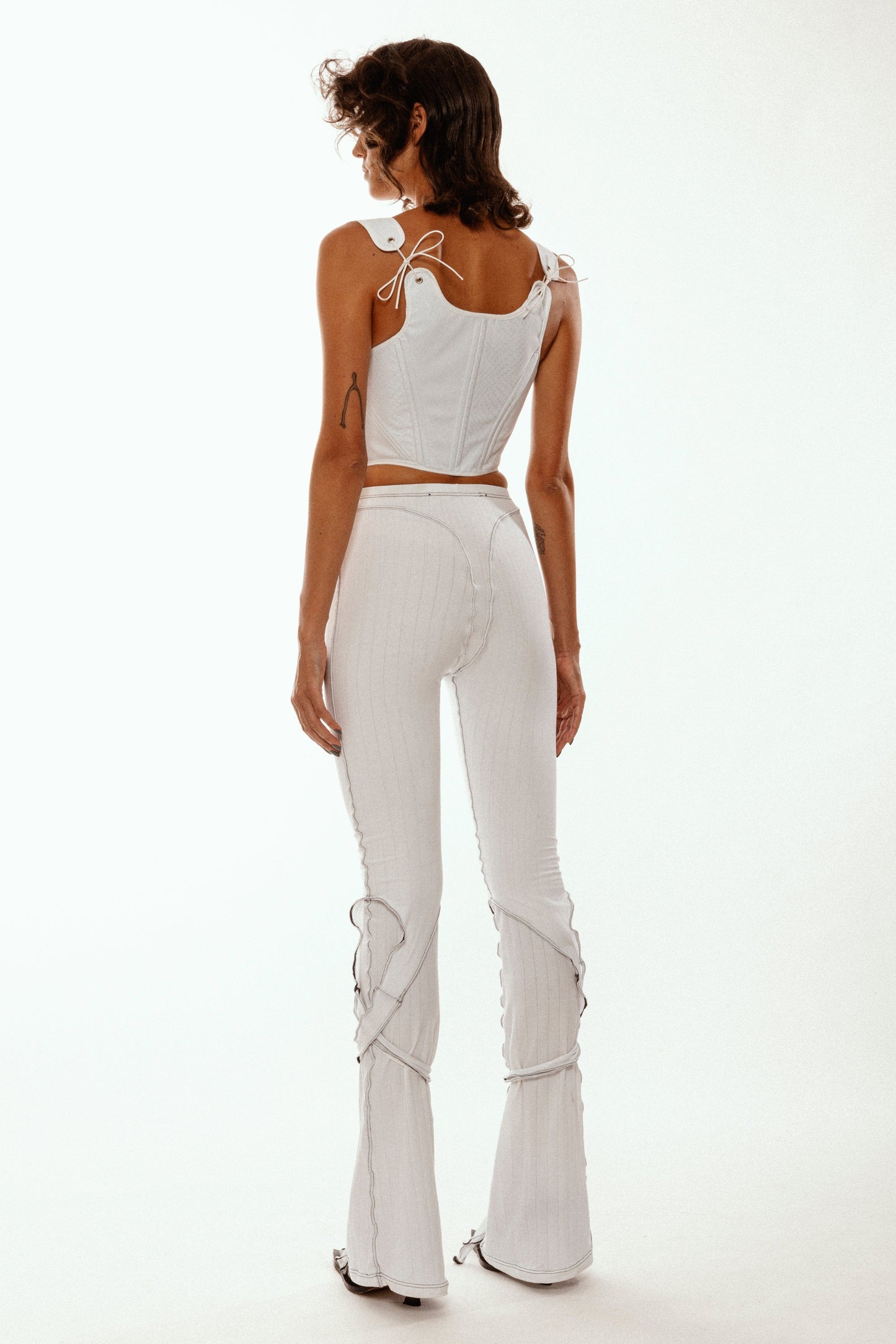 Tie Up Leggings White-Clara Colette Miramon-APOC STORE