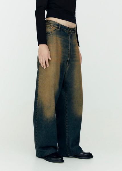 BLESSU BU baggy denim pants ダークブラウン Black BLESS U BU baggy denim pants, sold out immediately.