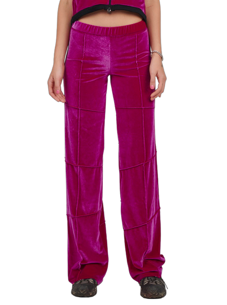 Thea velvet wide leg palazzo trousers in Hot Pink