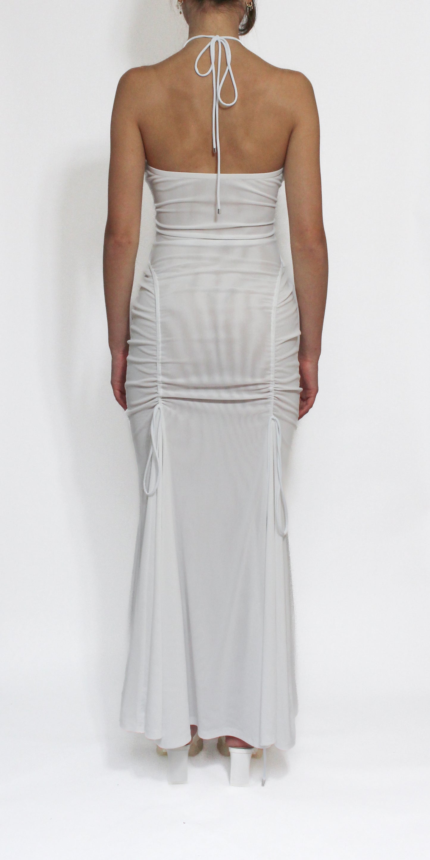 White Ellipse Mesh Gown-Oriens-APOC STORE