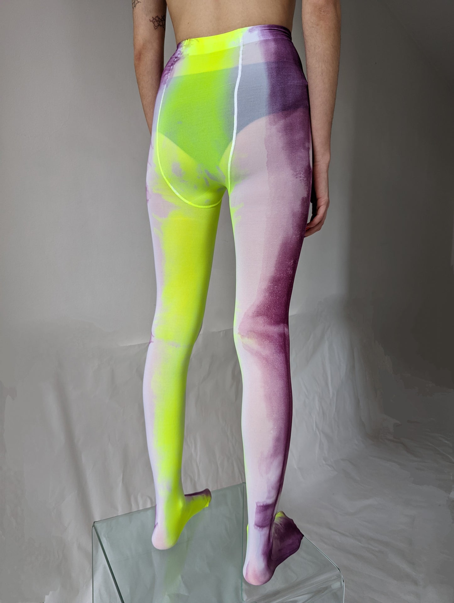Hand Dyed Tights Green Multicolour-Celia Calderón Asensio-APOC STORE