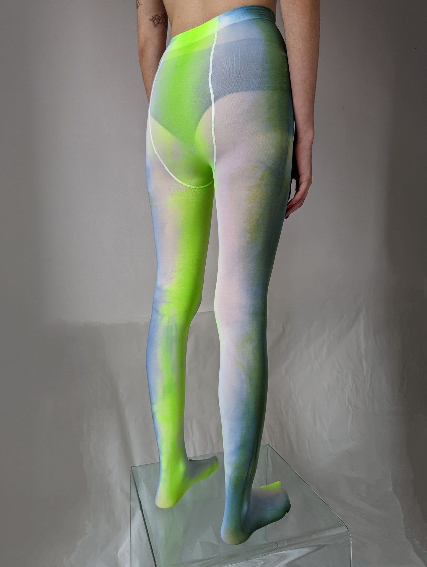 Hand Dyed Tights Green Blue-Celia Calderón Asensio-APOC STORE