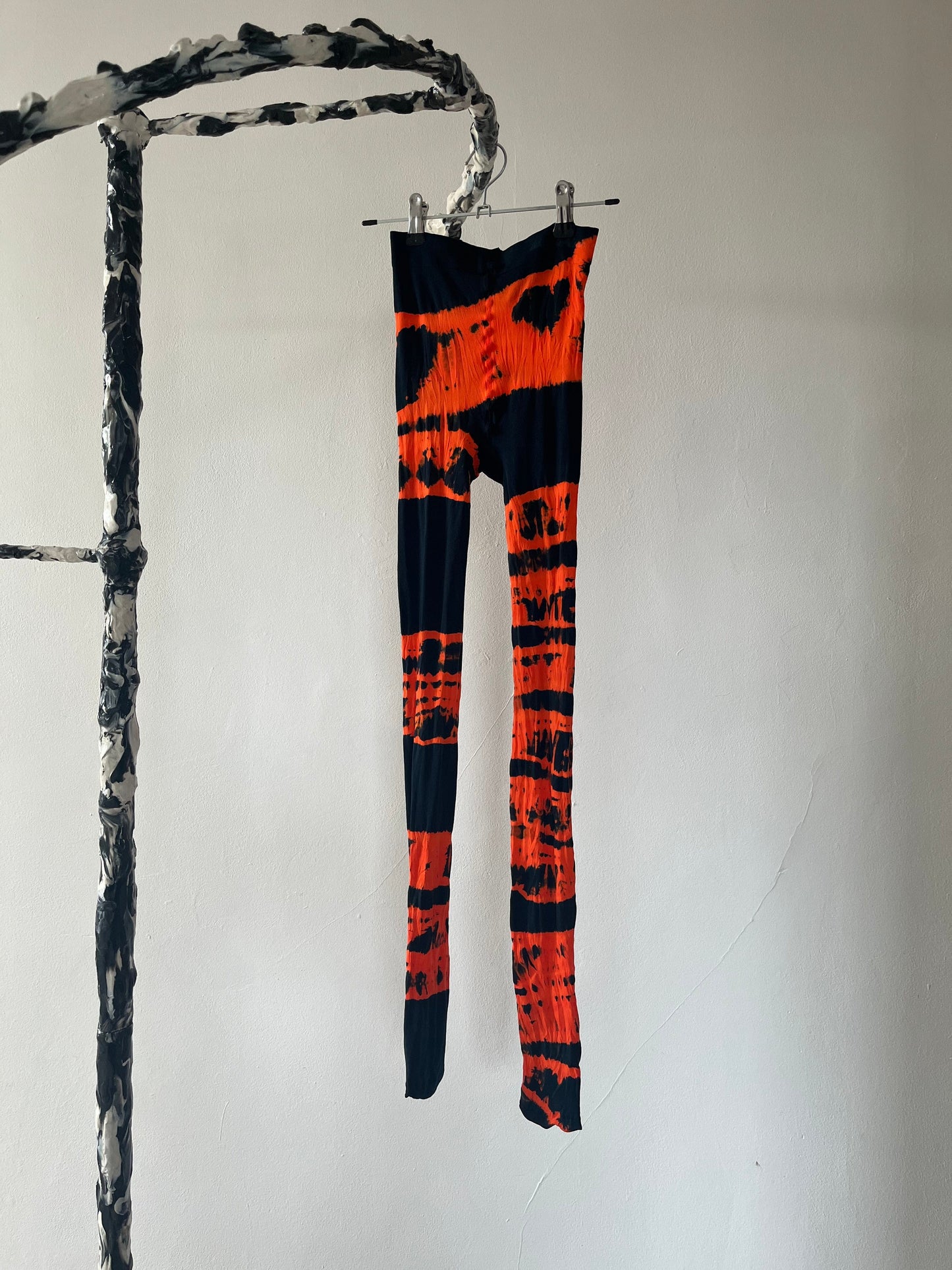 Hand Dyed Tights Orange Black-Celia Calderón Asensio-APOC STORE