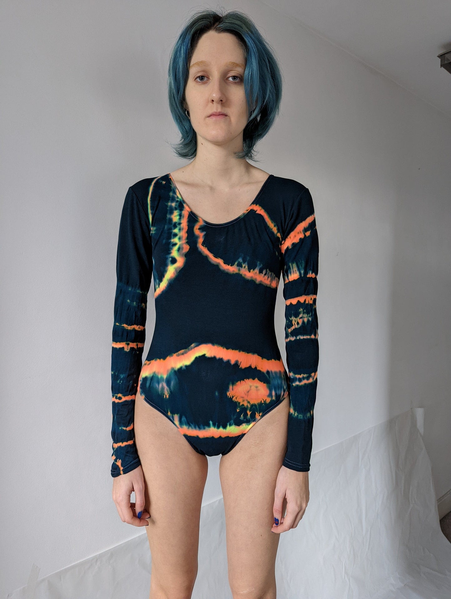 Hand Dyed Bodysuit Black Multicolour-Celia Calderón Asensio-APOC STORE