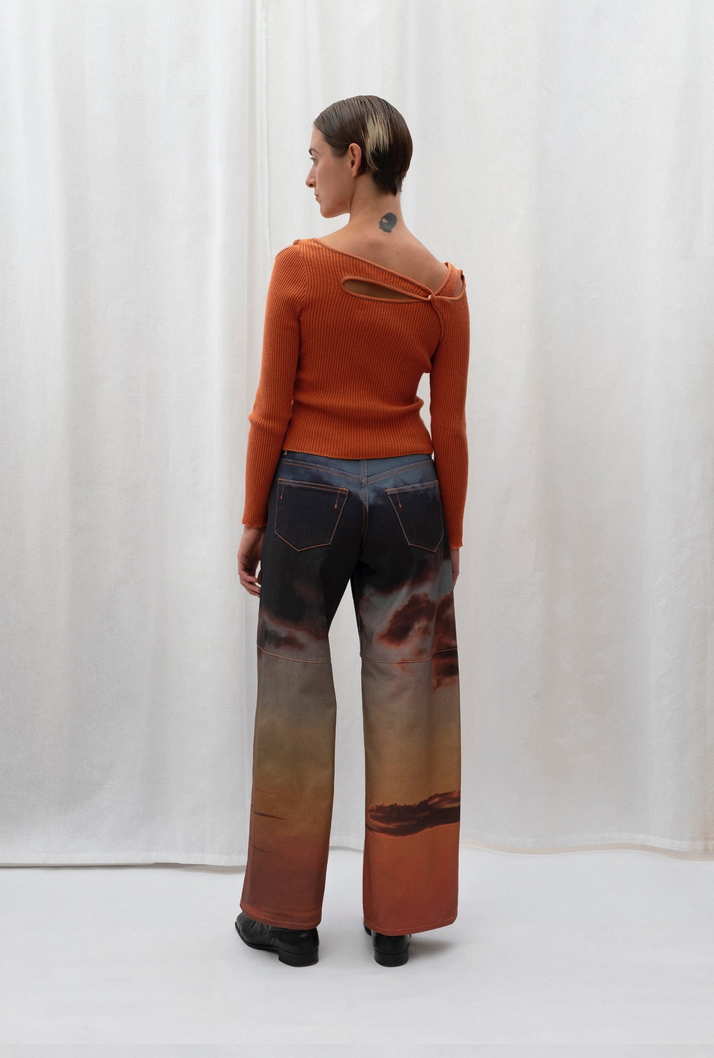 Score Knit Top Orange-René Scheibenbauer-APOC STORE