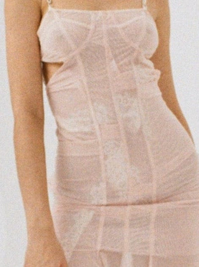 Mesh draped dress with corset back and lace details-Nastyamasha-APOC STORE