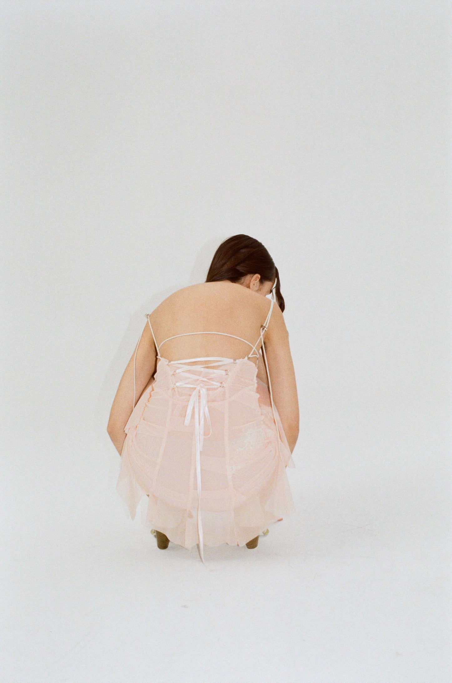 Mesh draped dress with corset back and lace details-Nastyamasha-APOC STORE