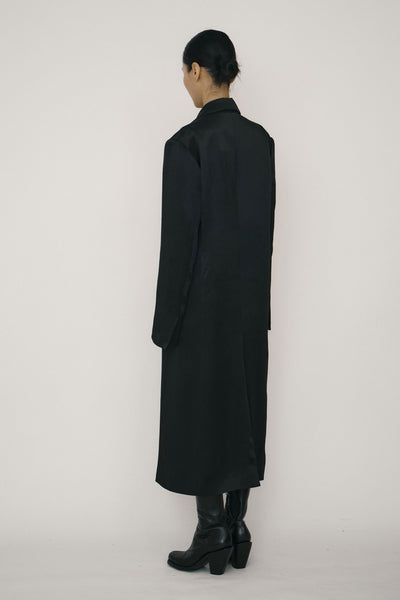Black Satin Design Line Blazer Coat-arc us arkus-APOC STORE