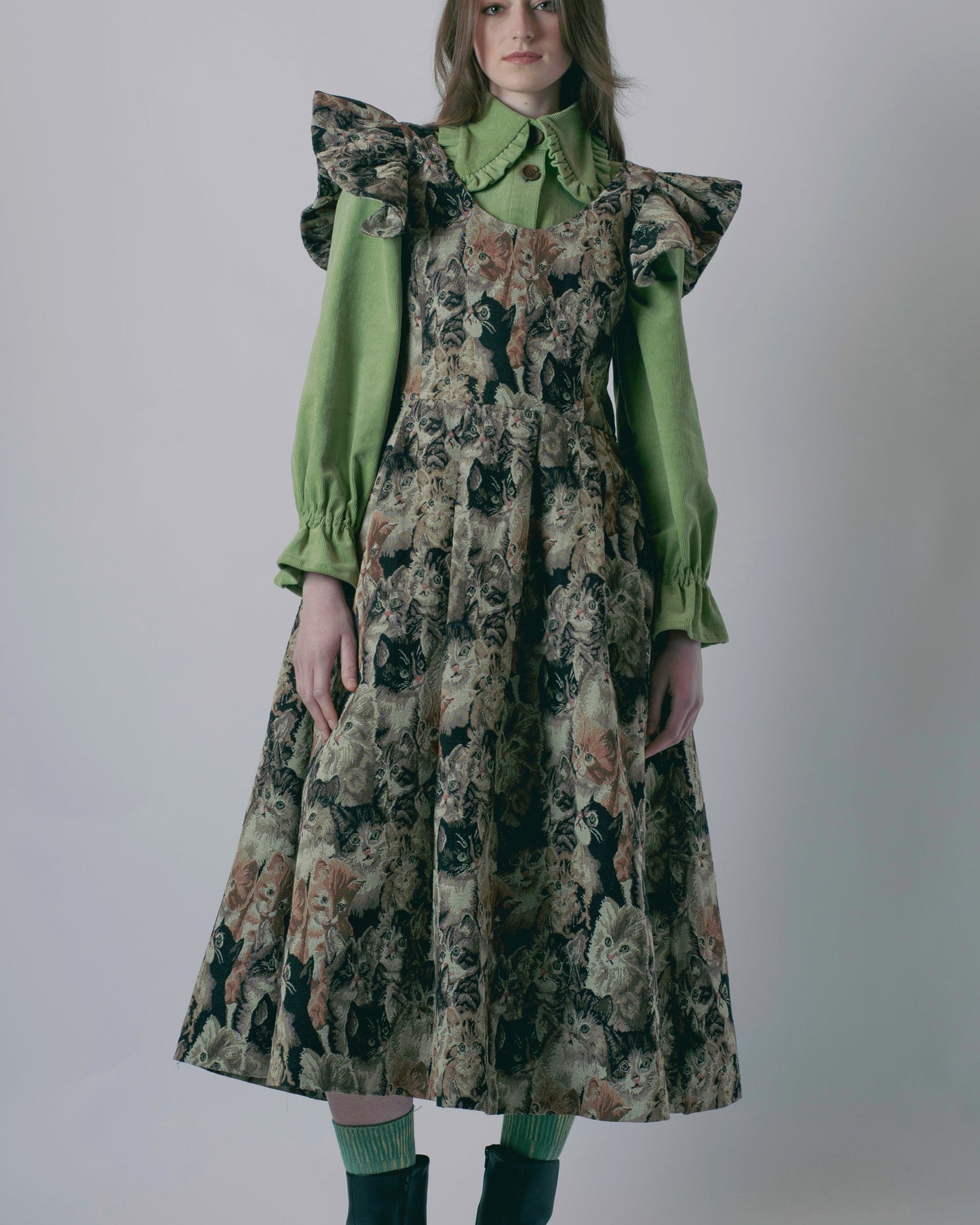 "VINTAGE CATS" PÄIVI DRESS-KAWAkEY-APOC STORE