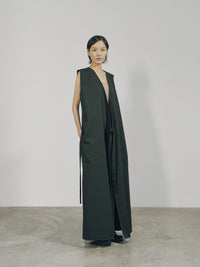 Black Cotton Wrap Sleeveless Dress-arc us arkus-APOC STORE