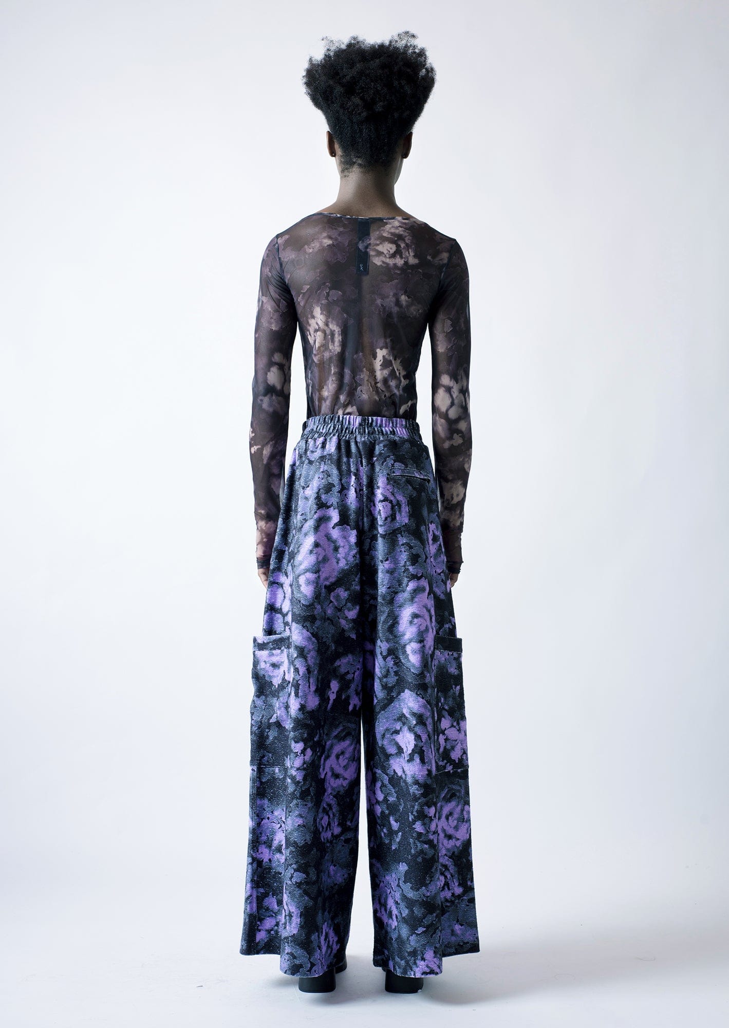 "Impressionistic roses" french terry baggy joggers-KAWAkEY-APOC STORE