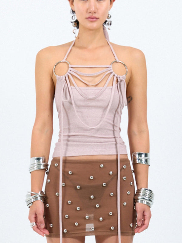Ring halter tank pink-Nibgnus-APOC STORE
