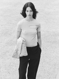 Asymmetric Cut Out T-shirt Shortsleeve-René Scheibenbauer-APOC STORE