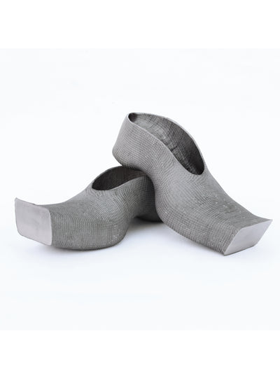 Heeled Square Toe Rubber Mules - Concrete-BODY AMPLIFICATION DEVICES-APOC STORE