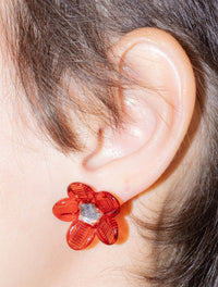 Flowered Stud Earrings Red-Clara Schweers-APOC STORE