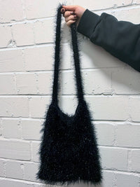 Fluffly knitted tote bag - Red-Raquel de Carvalho-APOC STORE