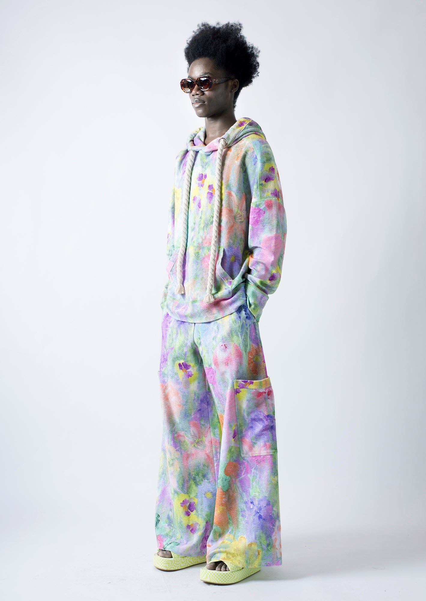 "Nordic garden" french terry baggy joggers-KAWAkEY-APOC STORE