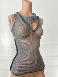 Silver Knit Mesh Top - XS/S-Sania Parvez-APOC STORE