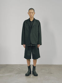 Black Cotton Twill Snap-Front Jacket-arc us arkus-APOC STORE