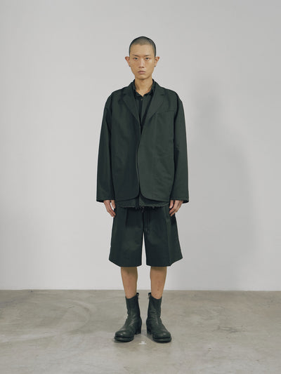 Black Cotton Twill Snap-Front Jacket-arc us arkus-APOC STORE
