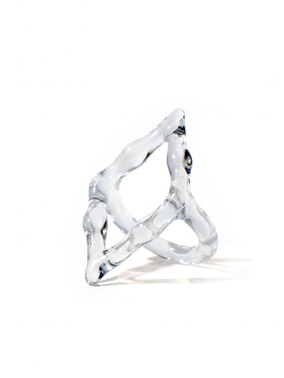Rombo Sculptural Glass Ring 0111-Rain and Rivers-APOC STORE